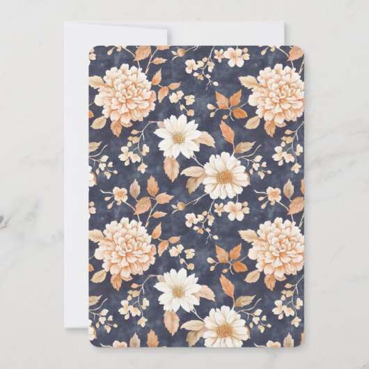 Navy Blue Cream Peach Floral Vrijgezellenfeest Kaart (Achterkant)