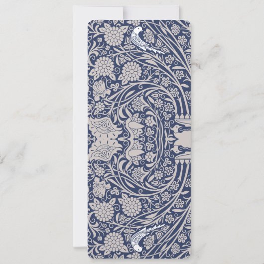 Navy Blue Cream Victoriaans Bruiloft Menu Kaart (Achterkant)