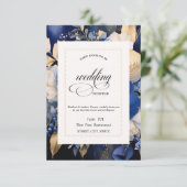 Navy Blue Crème Bloemen Oefendiner Kaart (Staand voorkant)