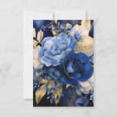 Navy Blue Crème Bloemen Oefendiner Kaart (Achterkant)