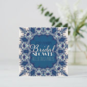 Navy Blue + Creme Delight Bridal Shower-uitnodigin Kaart (Staand voorkant)