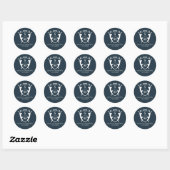 Navy Blue Crest Monogram Bruiloft Stickers (Vel)