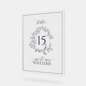 Navy Blue Crest Monogram Trouwtafel Nummer Acryl Bord (Hoek)