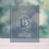 Navy Blue Crest Monogram Trouwtafel Nummer Acryl Bord (Neutraal)