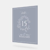Navy Blue Crest Monogram Trouwtafel Nummer Acryl Bord (Hoek)