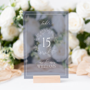 Navy Blue Crest Monogram Trouwtafel Nummer Acryl Bord