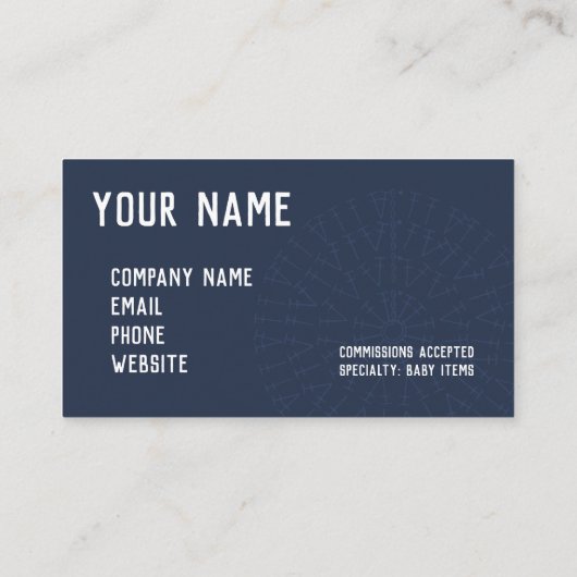 Navy Blue Crochet Chart Visitekaartje (Achterkant)