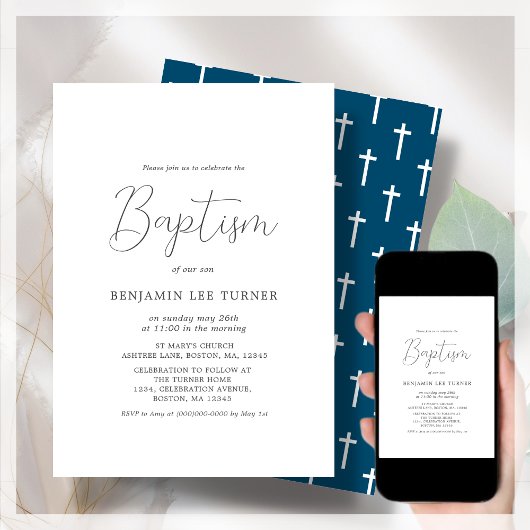 Navy Blue Cross | Doop Kaart