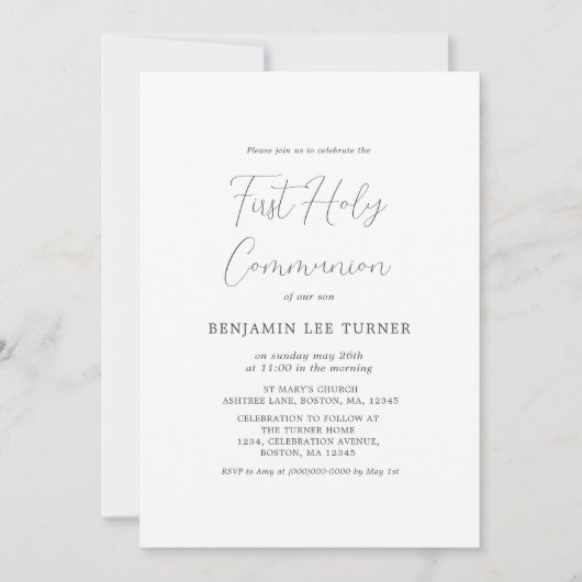 Navy Blue Cross | Eerste communieuitnodiging Kaart (Voorkant)