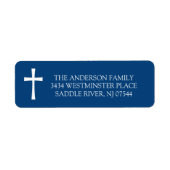 Navy Blue Cross Heilige Communauteit Etiket (Voorkant)