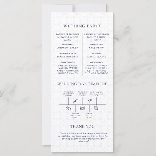 Navy Blue Cruise Reizen Trouwceremonie (Achterkant)