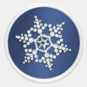 Navy Blue Crystal Snowflake Envelope Seal Ronde Sticker (Voorkant)