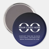 Navy Blue Custom Business Company Logo Magnet (Voorkant / Achterkant)