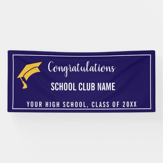 Navy Blue Custom Club Afstuderen Banner (Horizontaal)