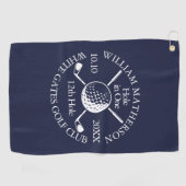 Navy Blue Custom Hole in een Golf Ball Clubs Golfhanddoek (Horizontaal)