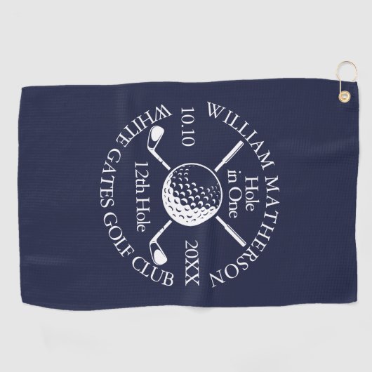 Navy Blue Custom Hole in een Golf Ball Clubs Golfhanddoek (Horizontaal)