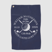 Navy Blue Custom Hole in een Golf Ball Clubs Golfhanddoek (Voorkant)