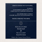 Navy Blue Custom Logo Catering Food Name Label Kaart (Buitenkant ongevouwen)