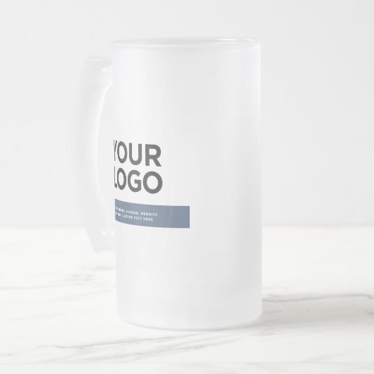 Navy Blue Custom Logo en tekst 16oz Matglas Bierpul (Voorkant links)