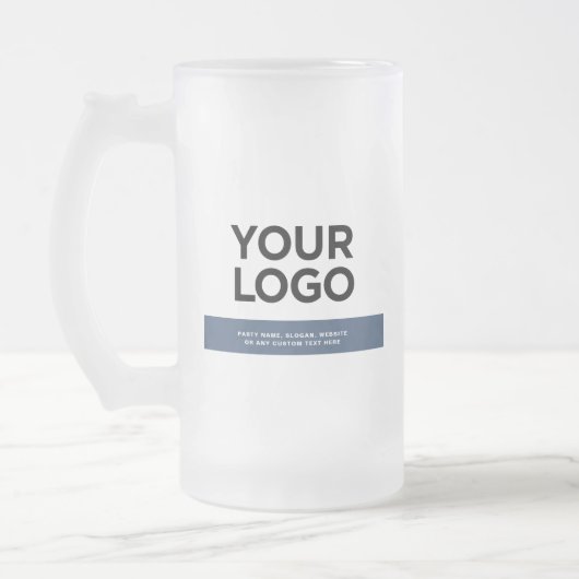 Navy Blue Custom Logo en tekst 16oz Matglas Bierpul (Links)
