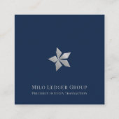 Navy Blue Custom Logo Square Vierkante Visitekaartje (Voorkant)