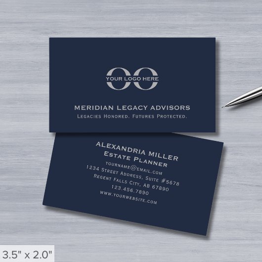 Navy Blue Custom Logo Visitekaartje