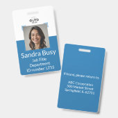 Navy Blue Custom Medewerker Foto ID Badge | Ondern (Voor- en achterkant)