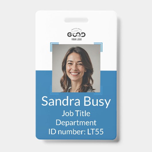 Navy Blue Custom Medewerker Foto ID Badge | Ondern (Voorzijde)