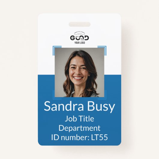 Navy Blue Custom Medewerker Foto ID Badge | Ondern (Voorkant)