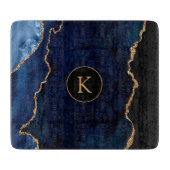 Navy Blue Custom Monogram Agate Snijplank (Voorkant)