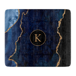 Navy Blue Custom Monogram Agate Snijplank