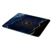 Navy Blue Custom Monogram Agate Snijplank (Hoek)