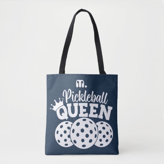 Navy Blue Custom Monogram Pickleball Queen Tote Bag (Voorkant)