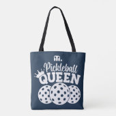 Navy Blue Custom Monogram Pickleball Queen Tote Bag (Achterkant)