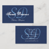 Navy Blue Custom Monogram V13 Visitekaartje (Voorkant / Achterkant)