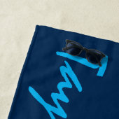 Navy Blue Custom Name Personalized Beach Towel Strandlaken (In situ)