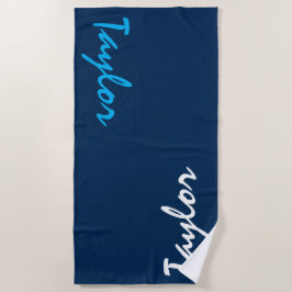 Navy Blue Custom Name Personalized Beach Towel Strandlaken