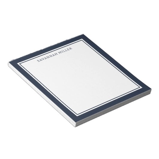 Navy Blue Custom Name Writing Pad Memo Notitieblok (Schuin)
