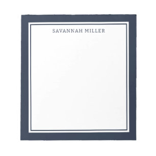 Navy Blue Custom Name Writing Pad Memo Notitieblok