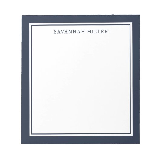 Navy Blue Custom Name Writing Pad Memo Notitieblok (Voorkant)