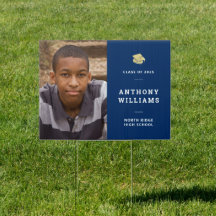 Navy Blue Custom Photo Afstuderen Sign
