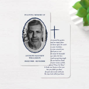 Navy Blue Custom Photo Memorial Kaarten Visitekaartje