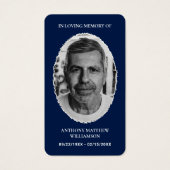 Navy Blue Custom Photo Memorial Kaarten Visitekaartje (Voorkant)