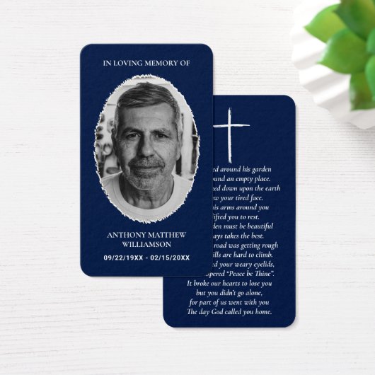 Navy Blue Custom Photo Memorial Kaarten Visitekaartje (Bureau)