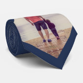 Navy Blue Custom Photo Stropdas (Opgerold)