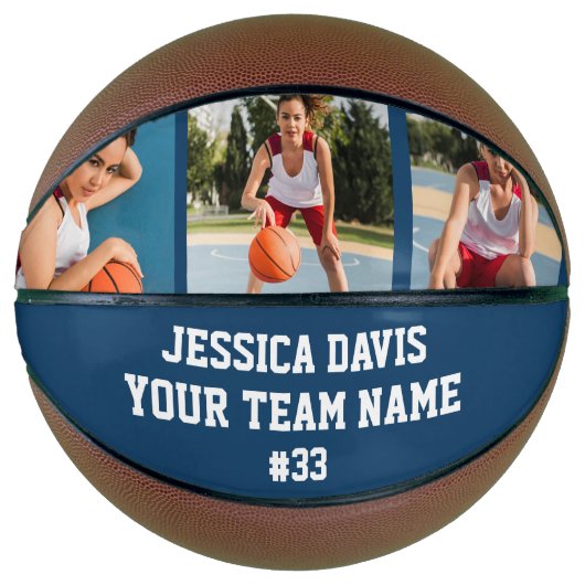 Navy Blue Custom Player Team Sports Personalized  Basketbal (Voorkant)