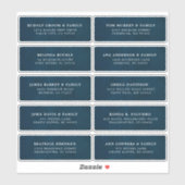 Navy Blue Custom Wedding Guest Adres Sticker (Vel)
