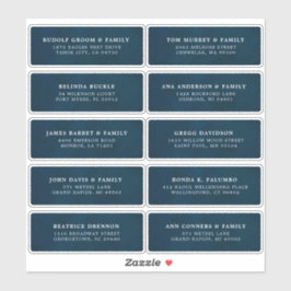 Navy Blue Custom Wedding Guest Adres Sticker