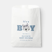 Navy Blue Cute Bow Soccer Boy Baby Shower Welcome Bedankzakje (Voorkant)