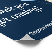 Navy Blue Cute Dragon en Balloon Birthday Welcome Poster (Hoek)